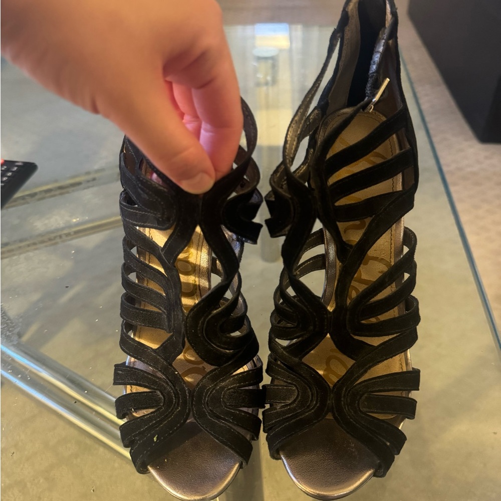 Size 7.5 Sam Edelman Black Strappy High Heel  *only worn once *